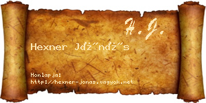 Hexner Jónás névjegykártya