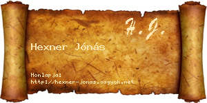 Hexner Jónás névjegykártya